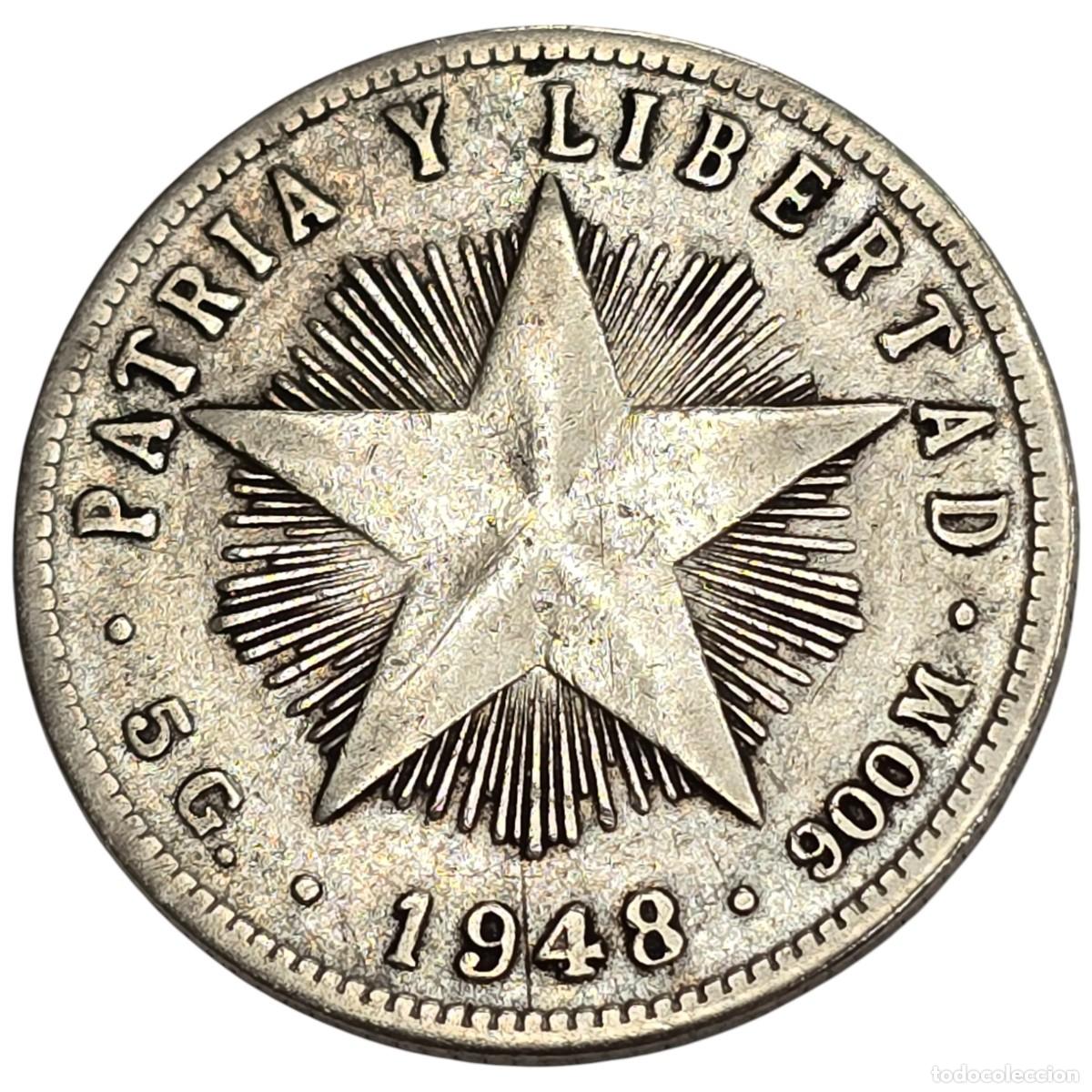 Monedas antiguas de Am&eacute;rica: CUBA. 20 CENTAVOS. 1948. - Foto 2