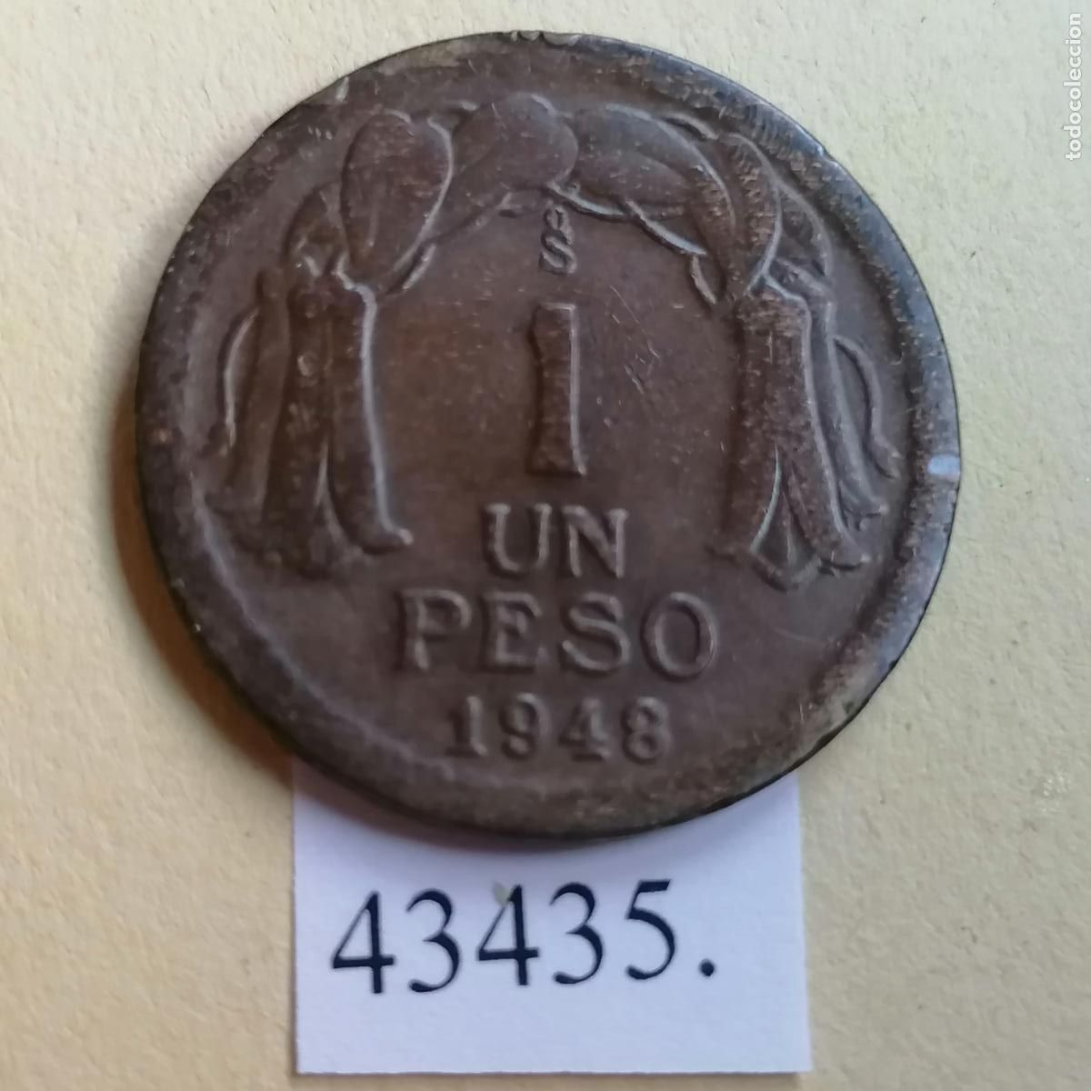 Monedas antiguas de Am&eacute;rica: Chile 1 peso 1948 ............. - Foto 2