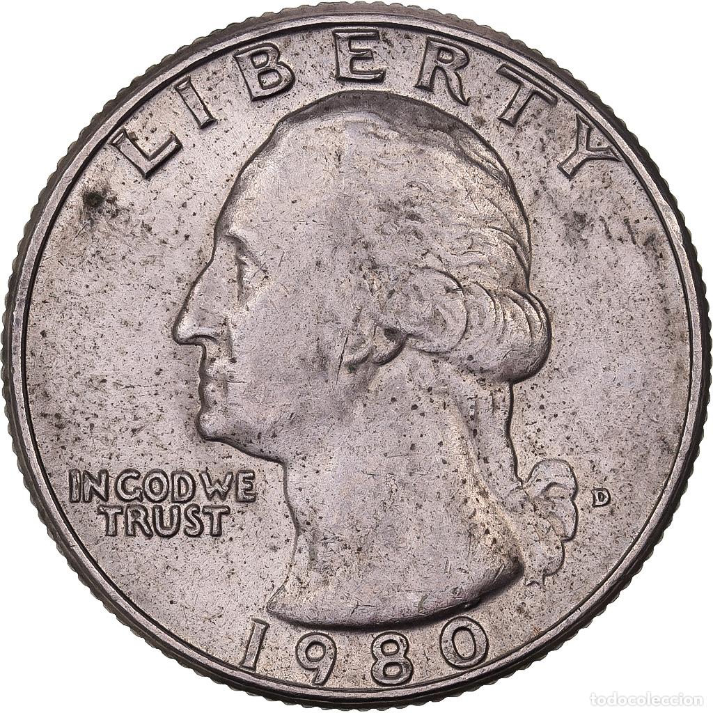 Alte M&uuml;nzen aus Amerika: [#638047] Estados Unidos, Quarter, Washington Quarter, 1980, U.S. Mint, Cobre - n&iacute;quel