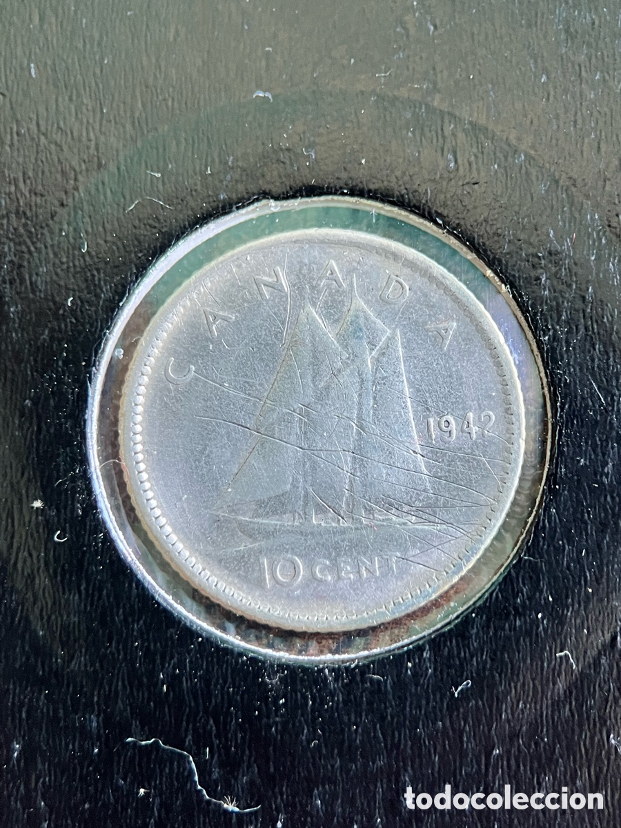 Monedas antiguas de Am&eacute;rica: 10 cent Canad&aacute; 1942 Jorge VI - Foto 2