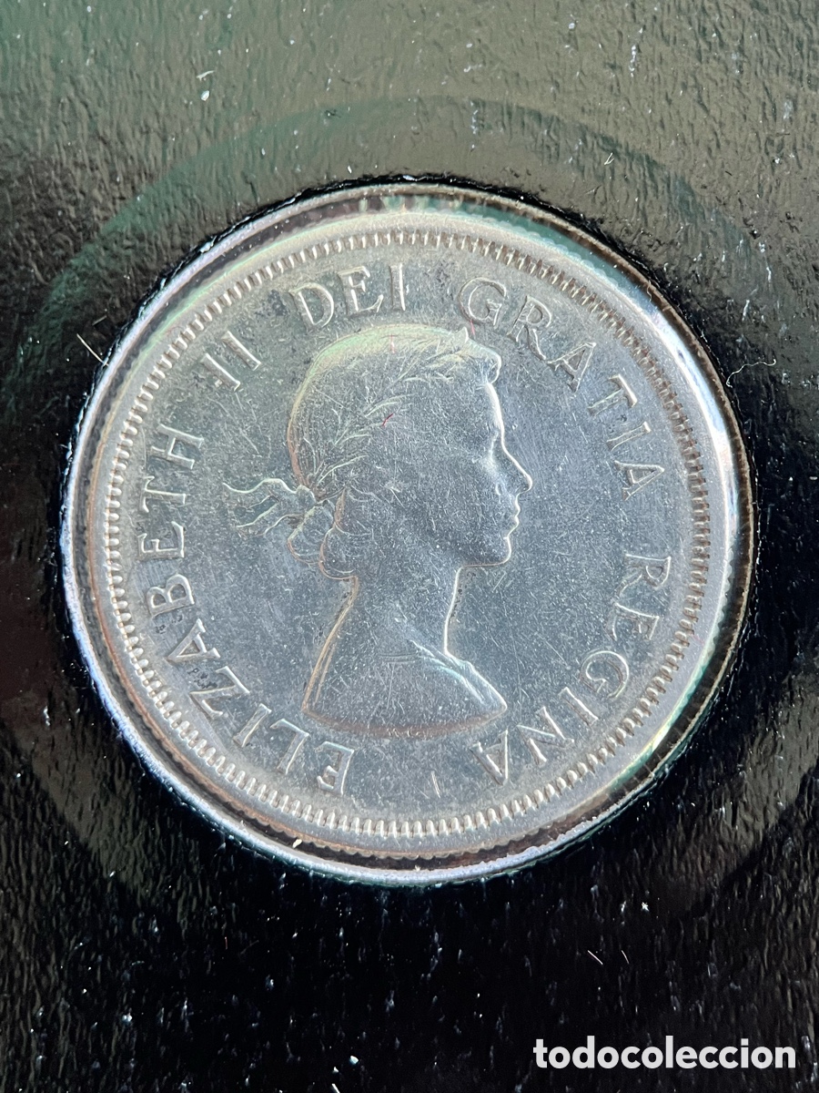 Monedas antiguas de Am&eacute;rica: 25 cent Canad&aacute; 1963 Isabel II - Foto 2
