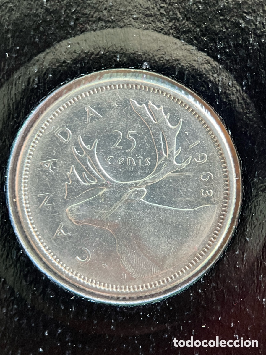 Monedas antiguas de Am&eacute;rica: 25 cent Canad&aacute; 1963 Isabel II - Foto 1