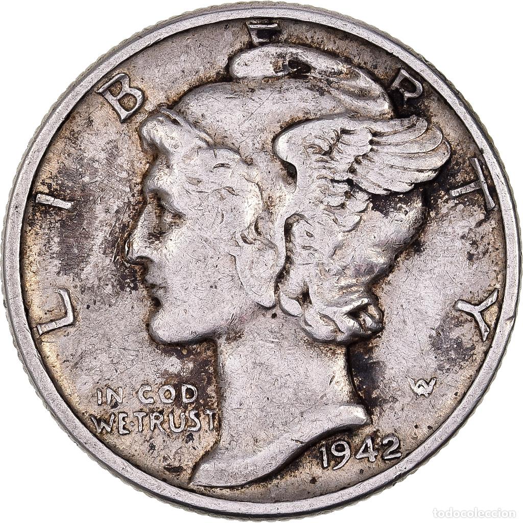 Monnaies anciennes d'Am&eacute;rique: [#638240] Estados Unidos, Dime, Mercury, 1942, U.S. Mint, Plata, MBC, KM:140