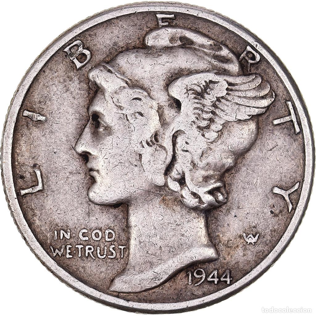 Monnaies anciennes d'Am&eacute;rique: [#638238] Estados Unidos, Dime, Mercury, 1944, U.S. Mint, Plata, MBC, KM:140