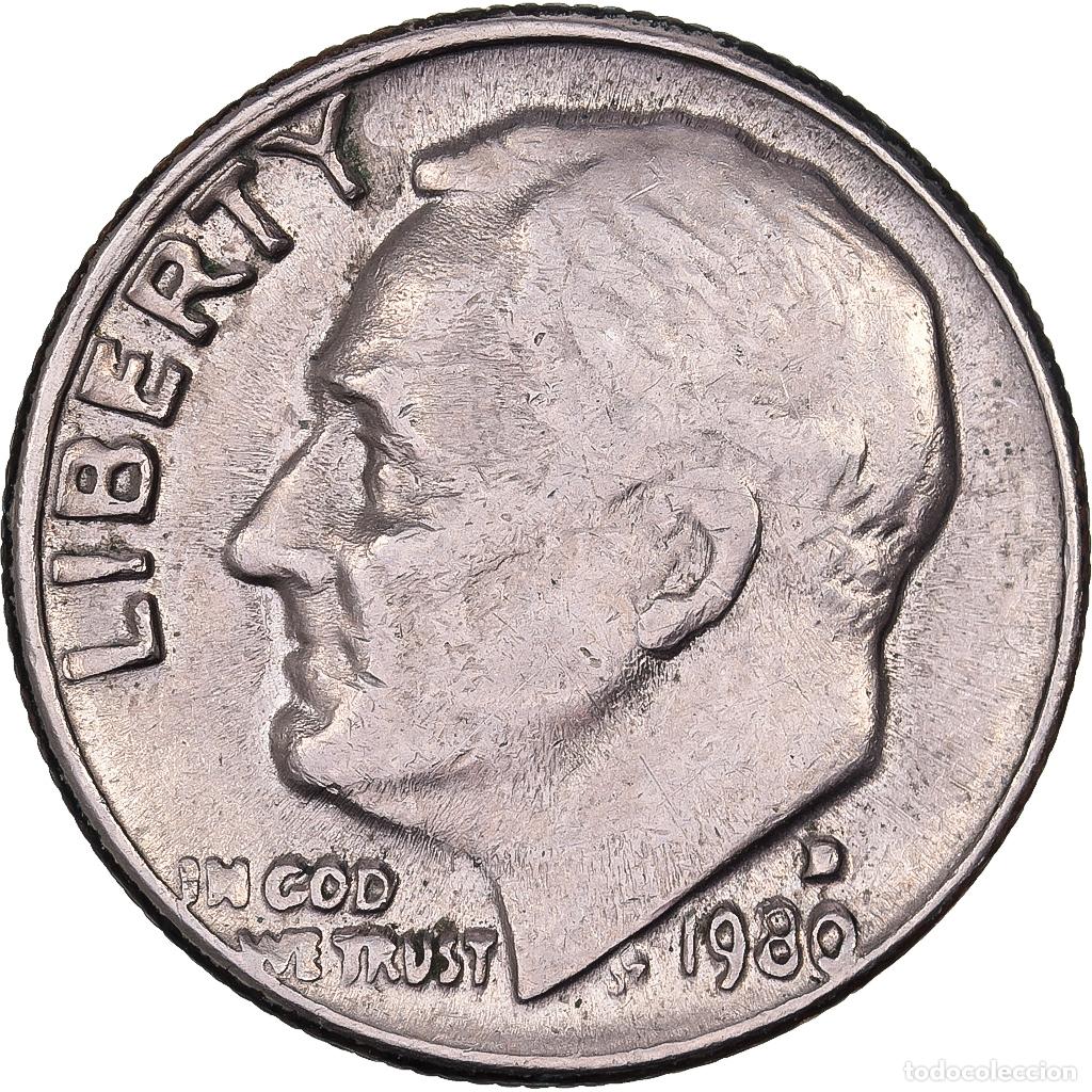 Alte M&uuml;nzen aus Amerika: [#638277] Estados Unidos, Dime, Roosevelt, 1980, U.S. Mint, Cobre - n&iacute;quel recubierto de