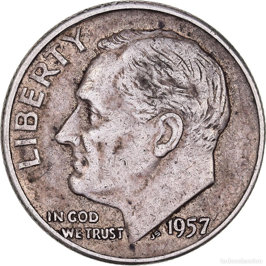 Alte M&uuml;nzen aus Amerika: [#638280] Estados Unidos, Dime, Roosevelt, 1957, U.S. Mint, Plata, MBC, KM:195