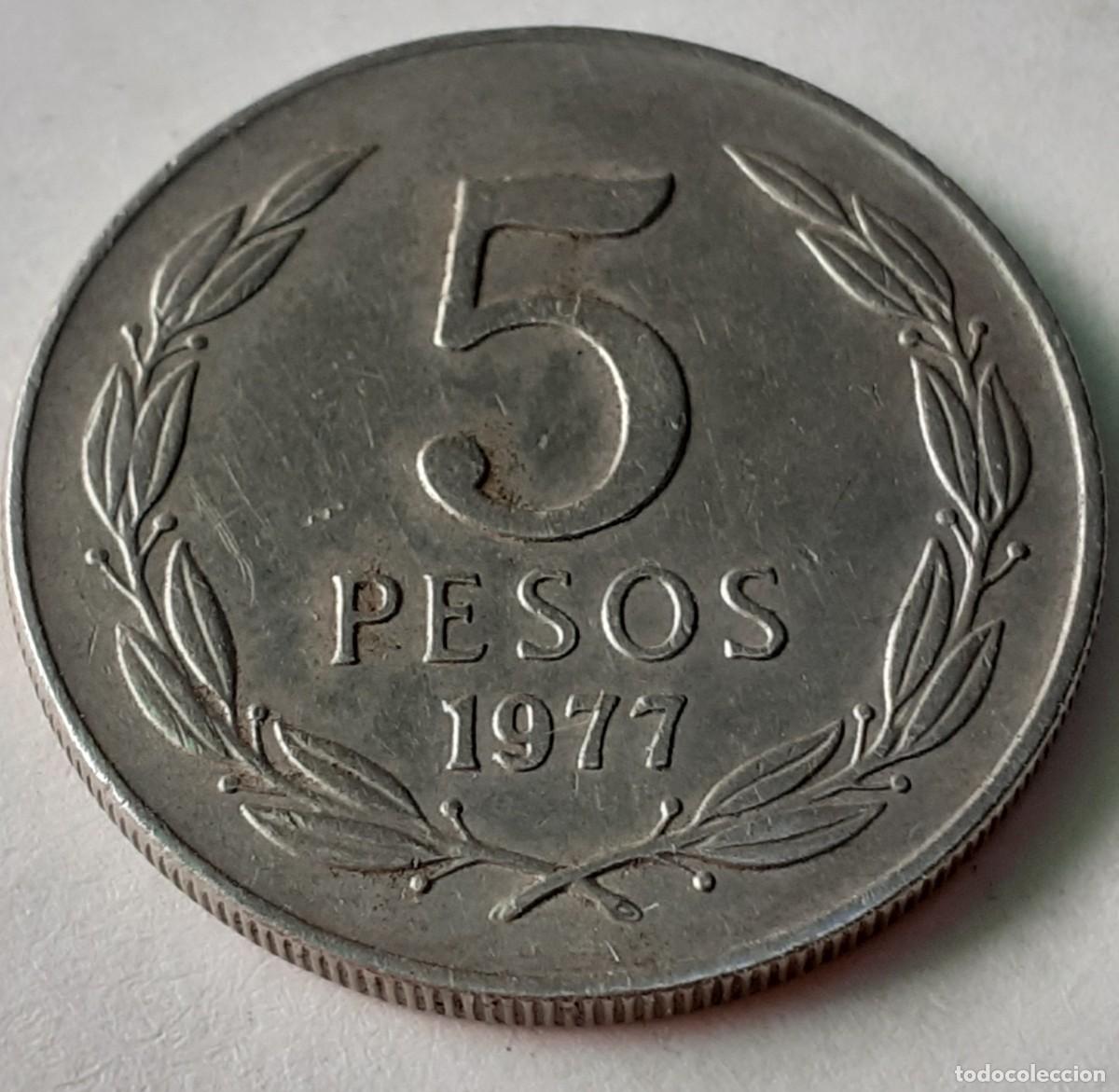 Monedas antiguas de Am&eacute;rica: MONEDA CHILE 5 PESOS 1977 - Foto 2
