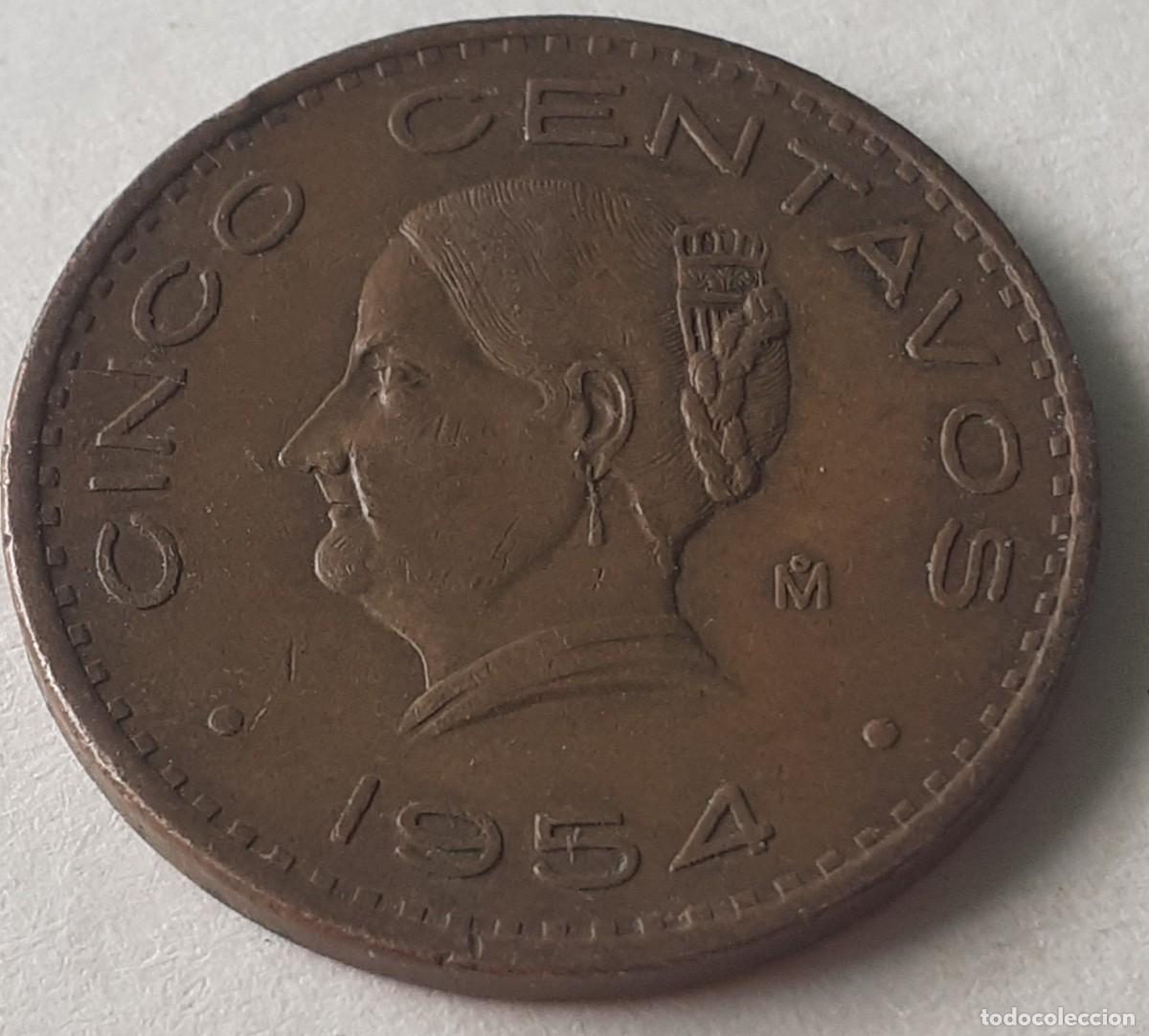 Alte M&uuml;nzen aus Amerika: MONEDA MEXICO 5 CENTAVOS 1954