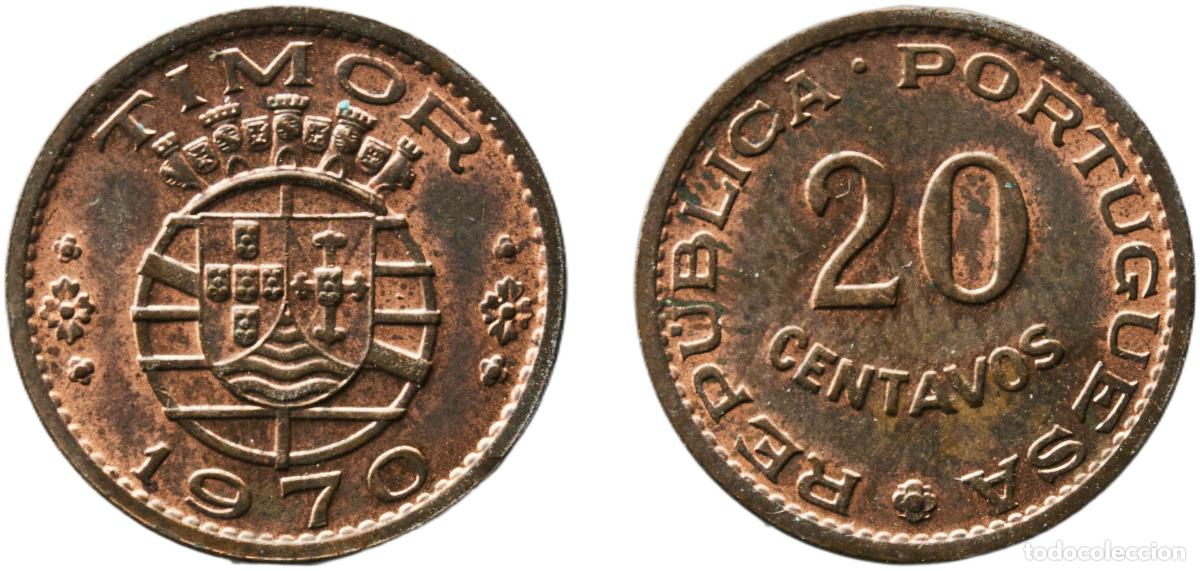 Alte M&uuml;nzen aus Amerika: Timor 1970 20 Centavos Bronze Lisbon Mint (1000000) 2.58g UNC KM 17