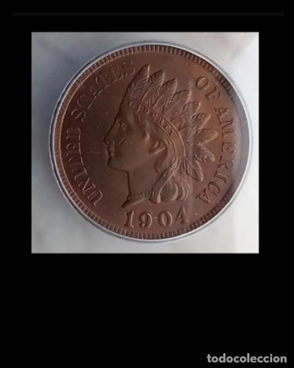 Monedas antiguas de Am&eacute;rica: Moneda 1 Cent USA 1904 - Foto 4