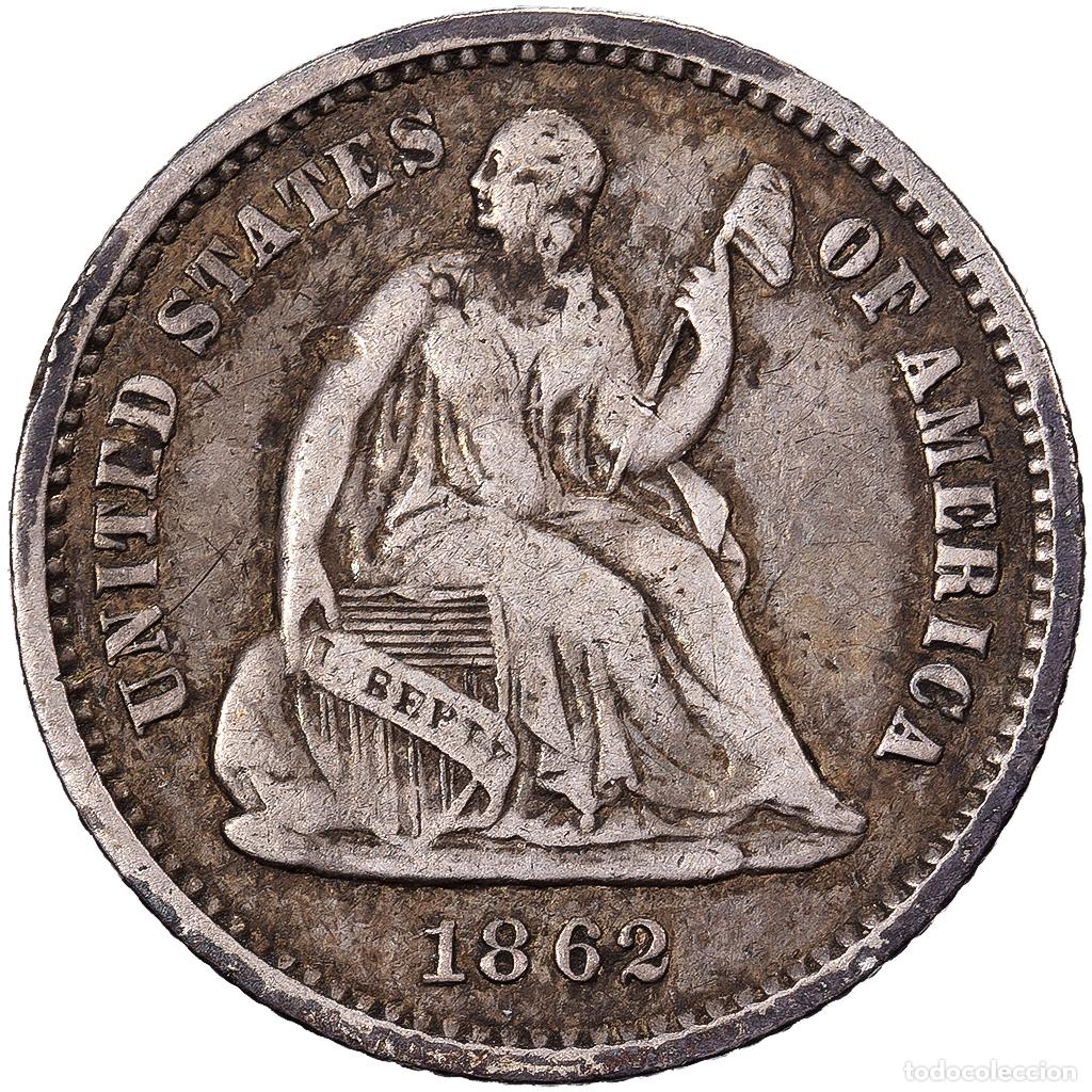 Alte M&uuml;nzen aus Amerika: [#137349] Estados Unidos, Half Dime, Seated Liberty, 1862, Philadelphia, Plata, BC+, KM:91