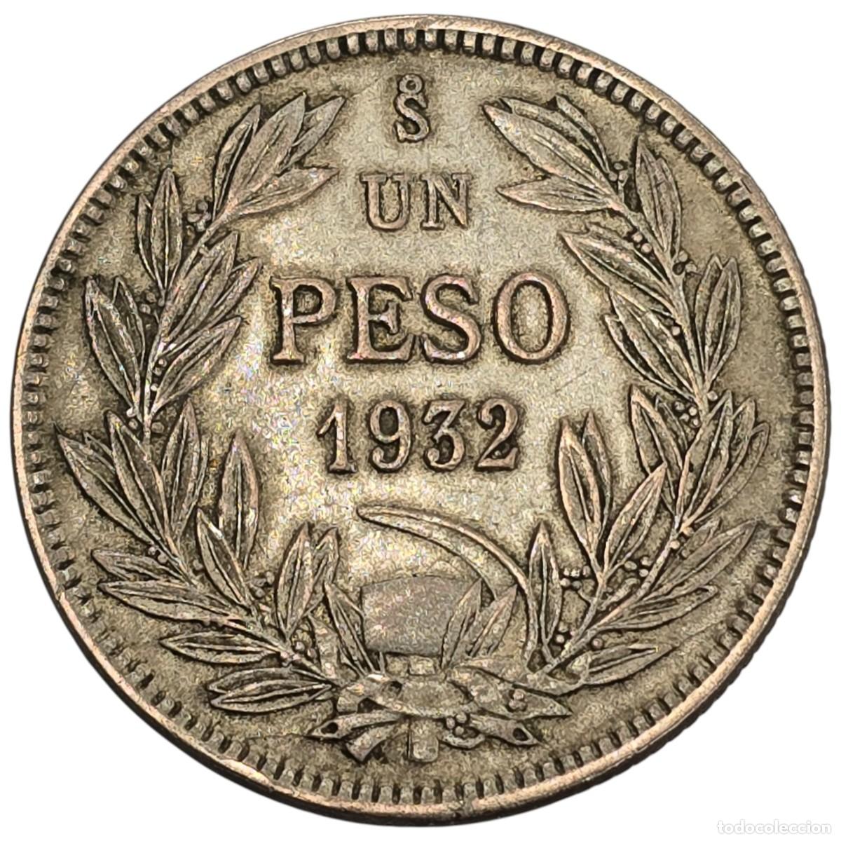 Monedas antiguas de Am&eacute;rica: CHILE. 1 PESO. 1932. - Foto 2