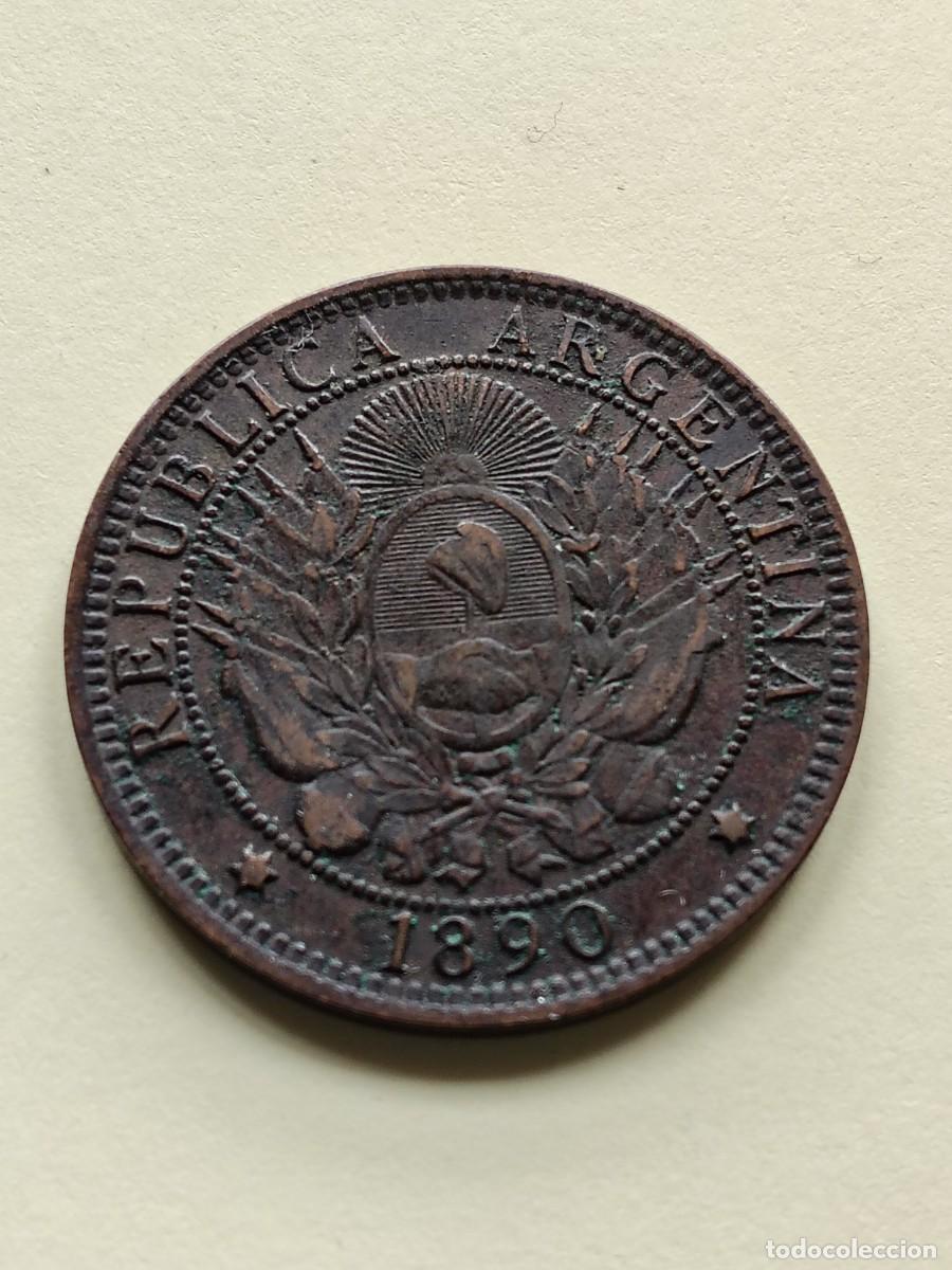 Monedas antiguas de Am&eacute;rica: ARGENTINA: 2 CENTAVOS 1890 - Foto 2