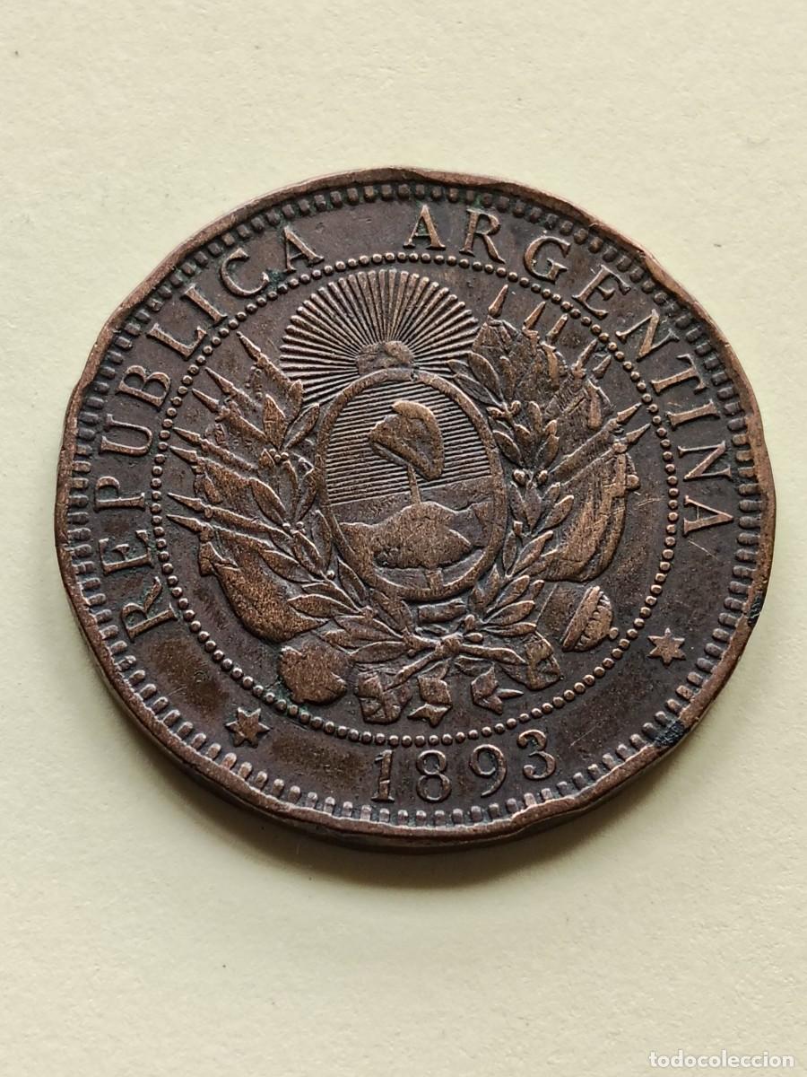 Monedas antiguas de Am&eacute;rica: ARGENTINA: 2 CENTAVOS 1893 - Foto 2