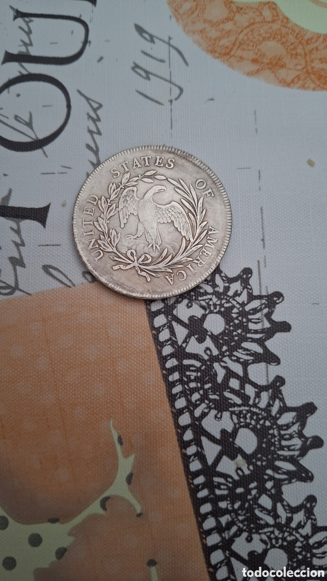 Monedas antiguas de Am&eacute;rica: Moneda 1 Dollar Drapeado 1796 - Foto 2