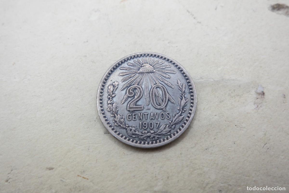 Monedas antiguas de Am&eacute;rica: Mexico 20 centavos 1907 plata - Foto 1
