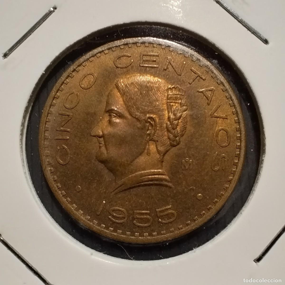 Monedas antiguas de Am&eacute;rica: Moneda 5 centavos, M&eacute;xico 1955. EBC - Foto 1