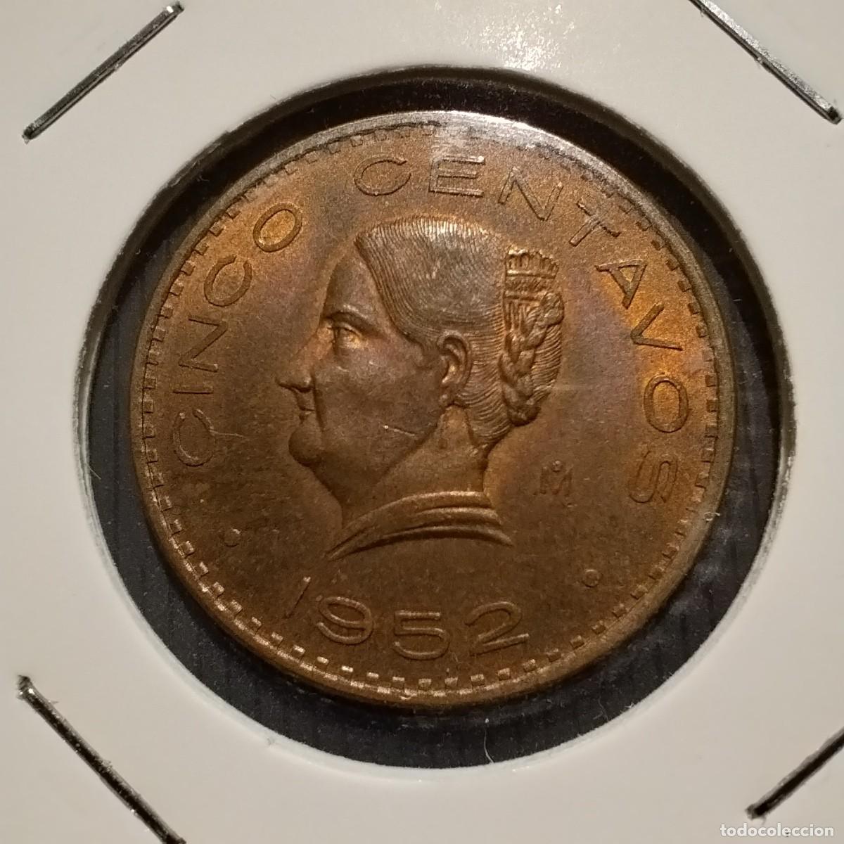 Monedas antiguas de Am&eacute;rica: Moneda 5 centavos, M&eacute;xico 1952. EBC - Foto 1