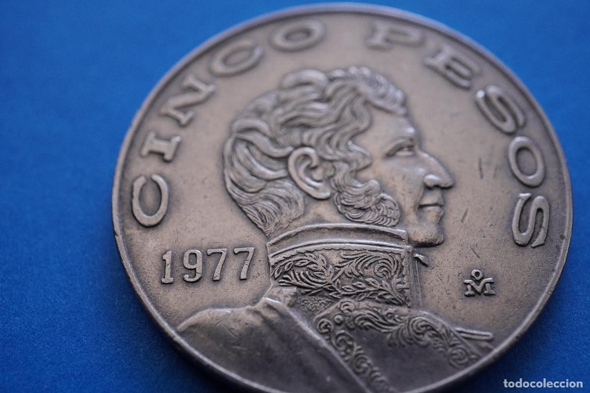 Monedas antiguas de Am&eacute;rica: Moneda de 5 pesos de M&eacute;xico de 1977 - Foto 1