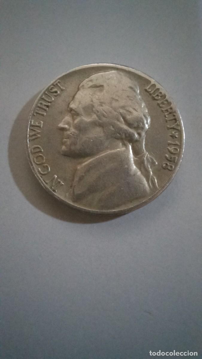 Monedas antiguas de Am&eacute;rica: Moneda de EEUU de 5 centavos, 1958 D - Foto 1