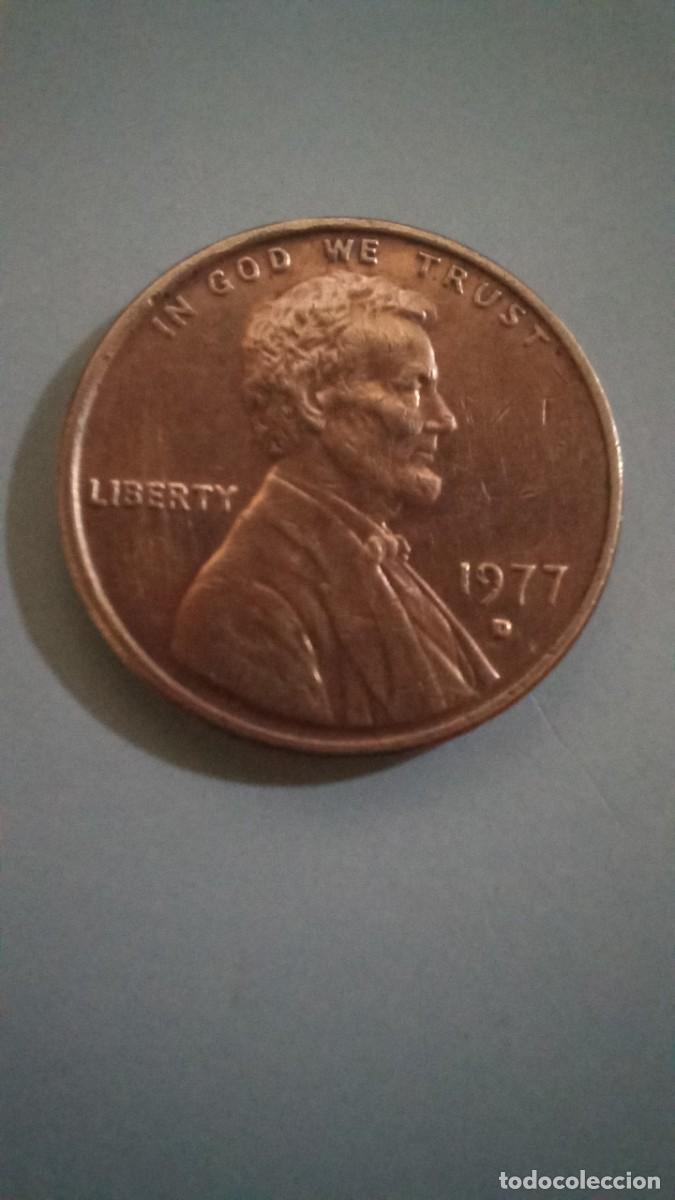 Monedas antiguas de Am&eacute;rica: Moneda de EEUU de 1 centavo, 1977 D - Foto 1