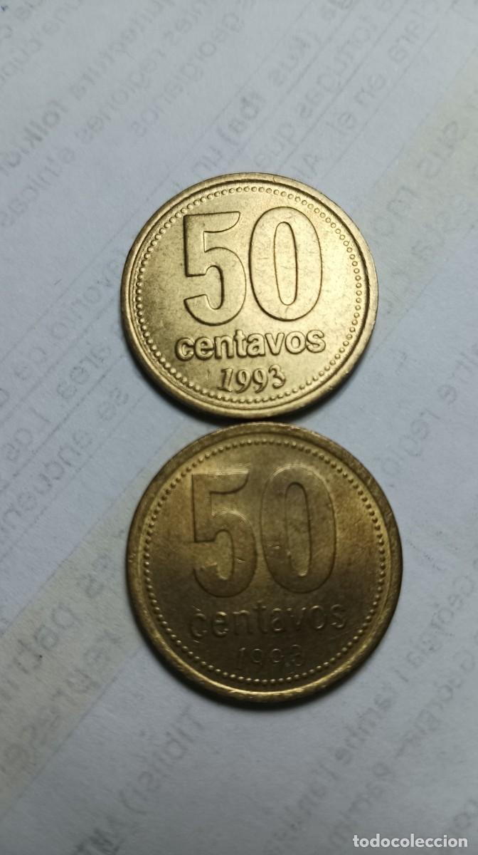 Monedas antiguas de Am&eacute;rica: ERROR - MONEDA ARGENTINA 50 CENTAVOS 1993 - 2 VARIANTES - Foto 1