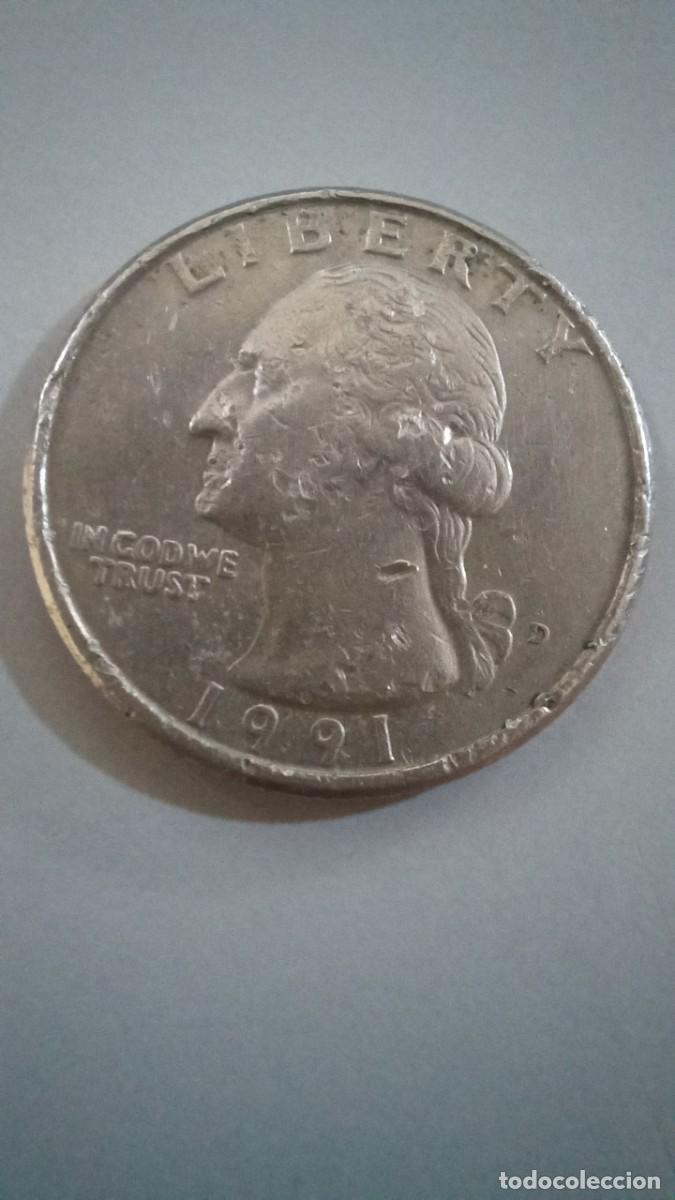 Monedas antiguas de Am&eacute;rica: Moneda de EEUU de 1/4 de dollar, 1991 D - Foto 1