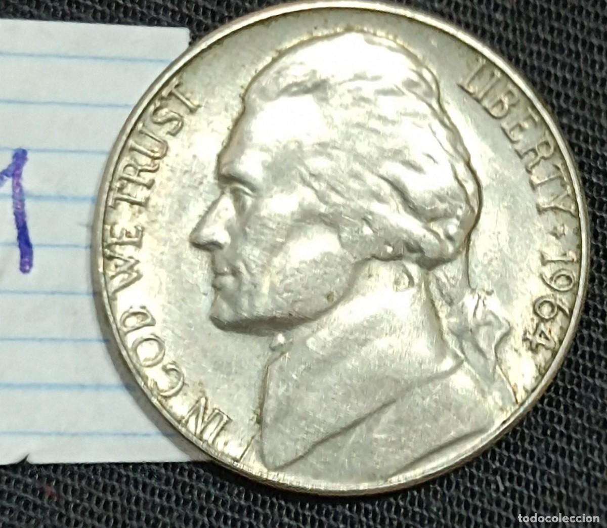 Monedas antiguas de Am&eacute;rica: Moneda cinco centavos de d&oacute;lar USA. - Foto 1