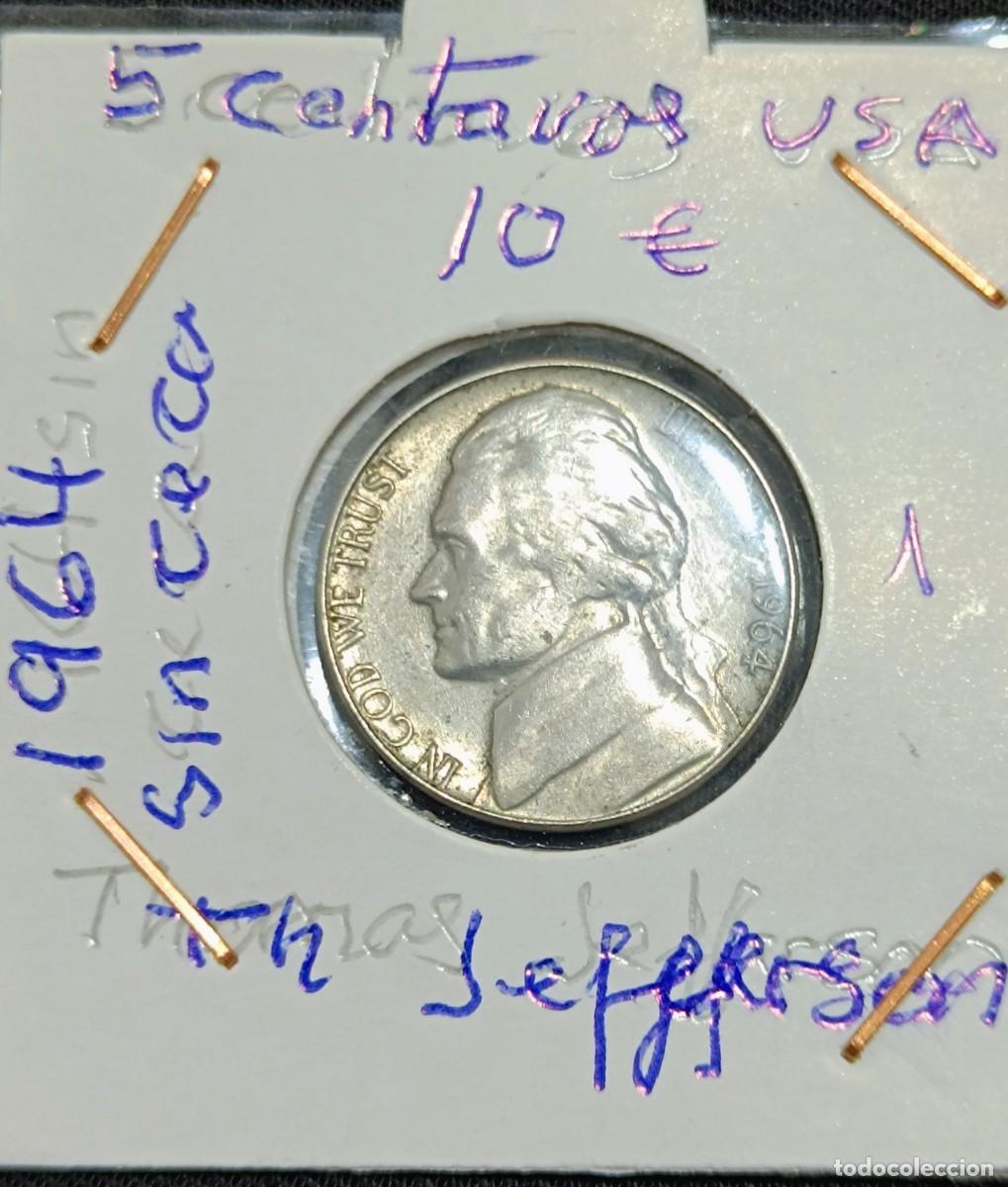 Monedas antiguas de Am&eacute;rica: Moneda cinco centavos de d&oacute;lar USA. - Foto 2