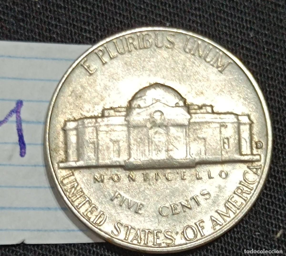 Monedas antiguas de Am&eacute;rica: Moneda cinco centavos de d&oacute;lar USA. - Foto 3