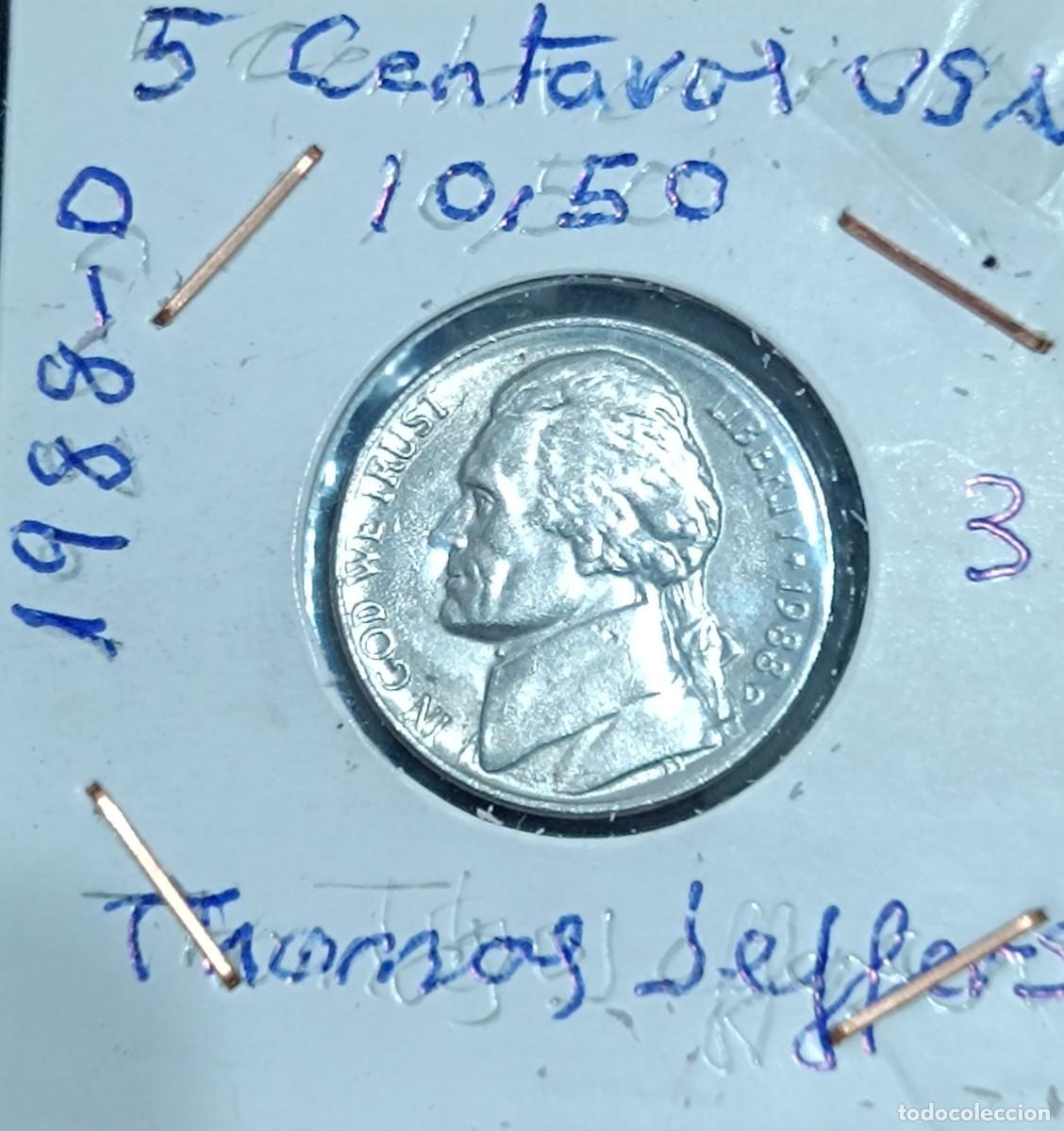 Monedas antiguas de Am&eacute;rica: Moneda cinco centavos de d&oacute;lar USA. - Foto 2