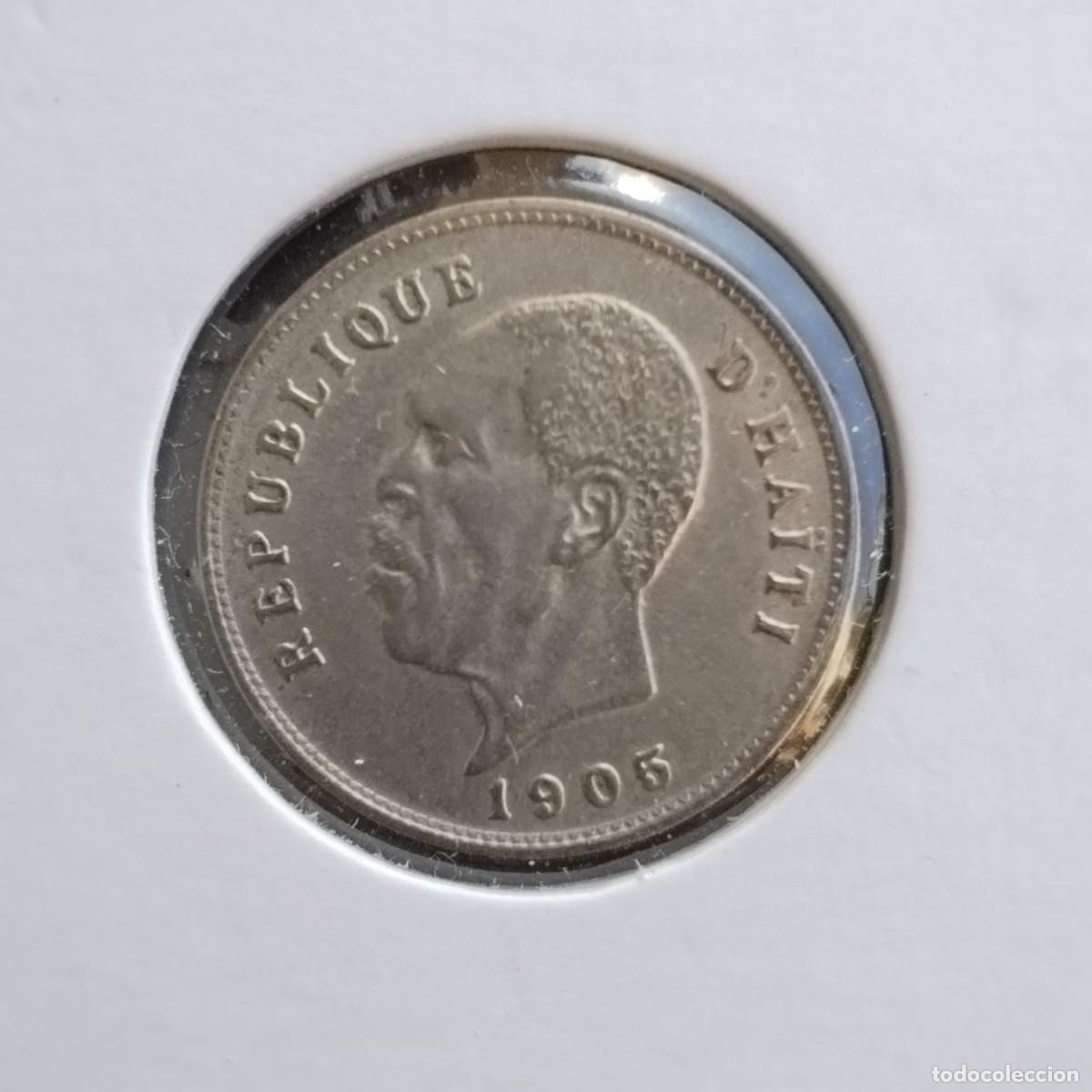 Monedas antiguas de Am&eacute;rica: Moneda 5 centimos, Hait&iacute; 1905 - Foto 1
