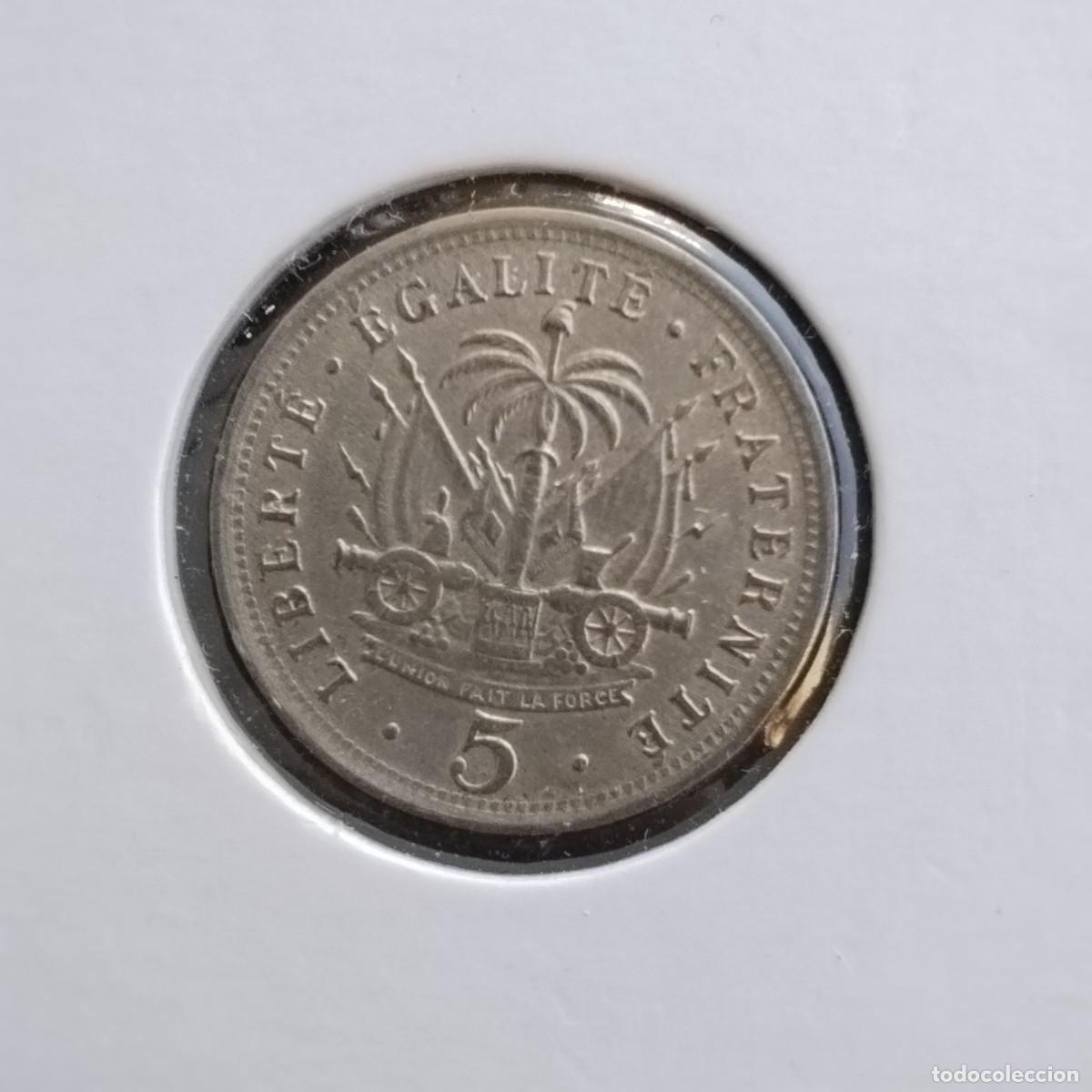 Monedas antiguas de Am&eacute;rica: Moneda 5 centimos, Hait&iacute; 1905 - Foto 2