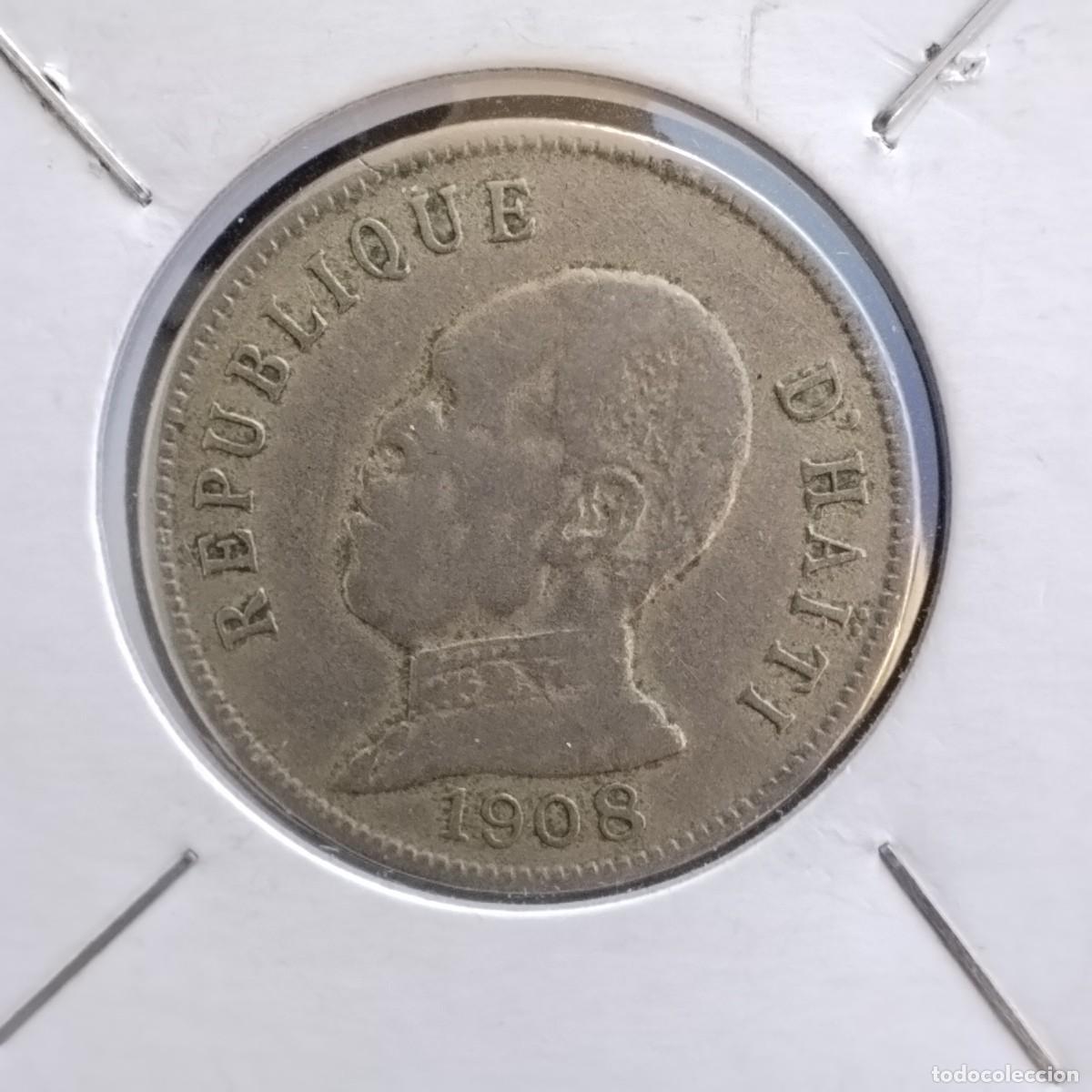 Monedas antiguas de Am&eacute;rica: Moneda 50 centimos, Hait&iacute; 1908 - Foto 2