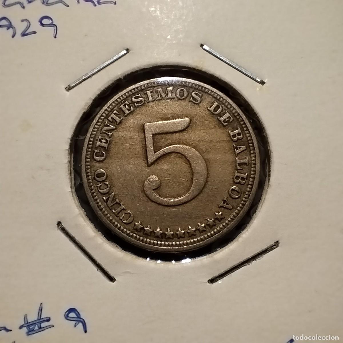 Monedas antiguas de Am&eacute;rica: Moneda 5 centesimos, Panam&aacute; 1929 - Foto 2