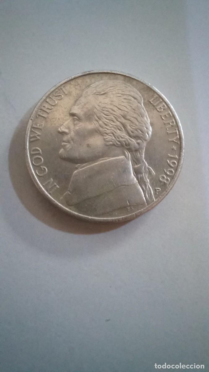 Monedas antiguas de Am&eacute;rica: Moneda de EEUU de 5 centavos, 1998 P - Foto 1