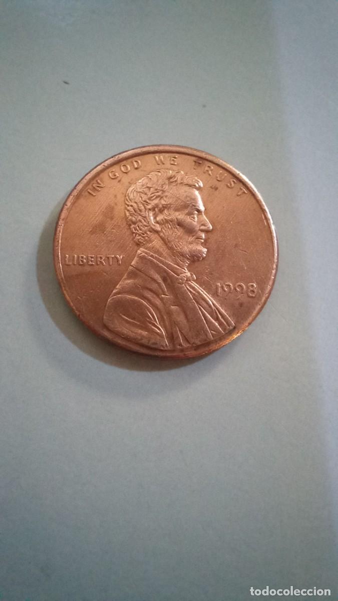 Monedas antiguas de Am&eacute;rica: Moneda de EEUU de 1 centavo, close AM, 1998 - Foto 1