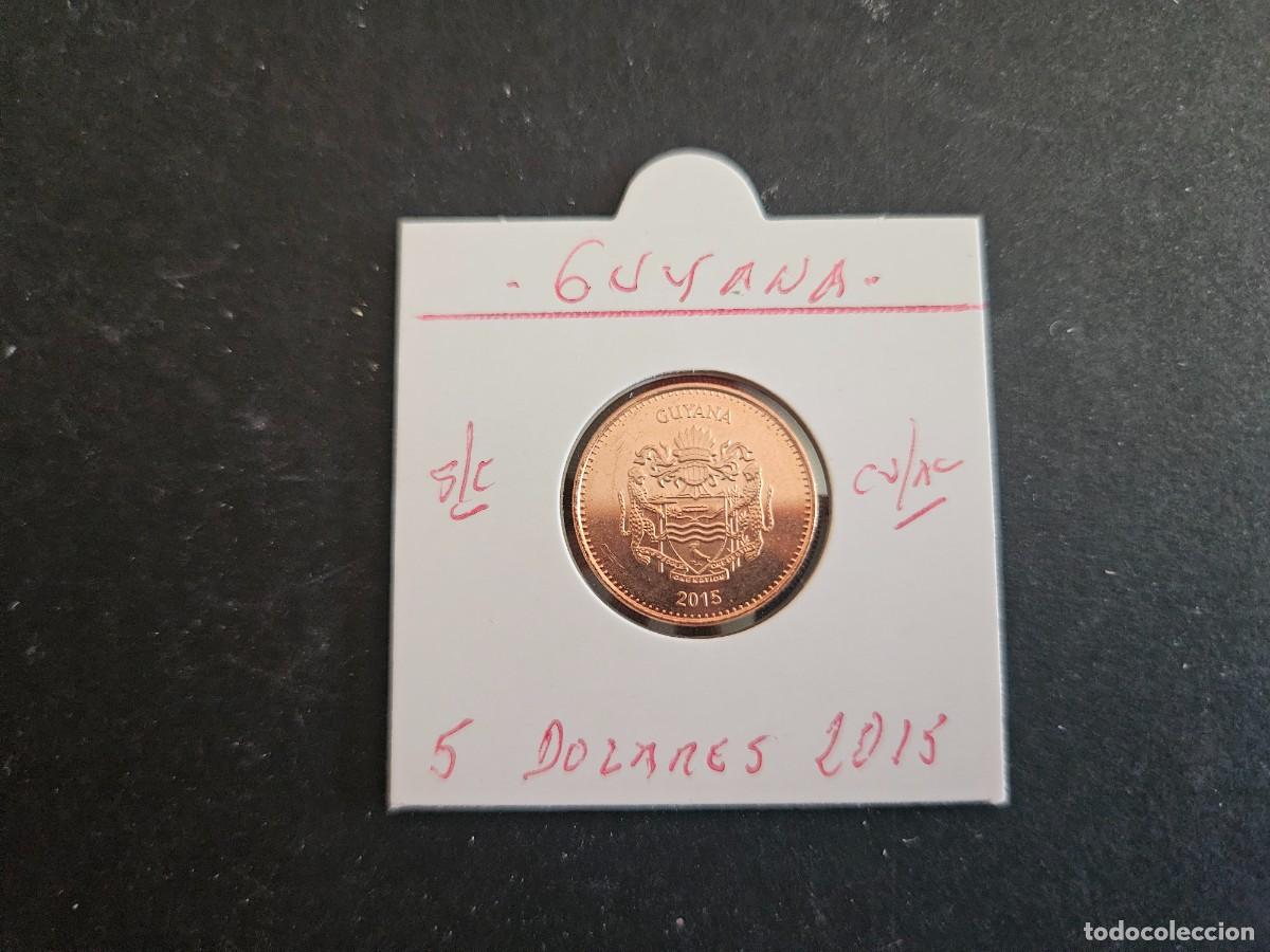 Monnaies anciennes d'Am&eacute;rique: GUYANA 5 DOLARES 2015 S/C KM=51 (COBRE-ACERO)