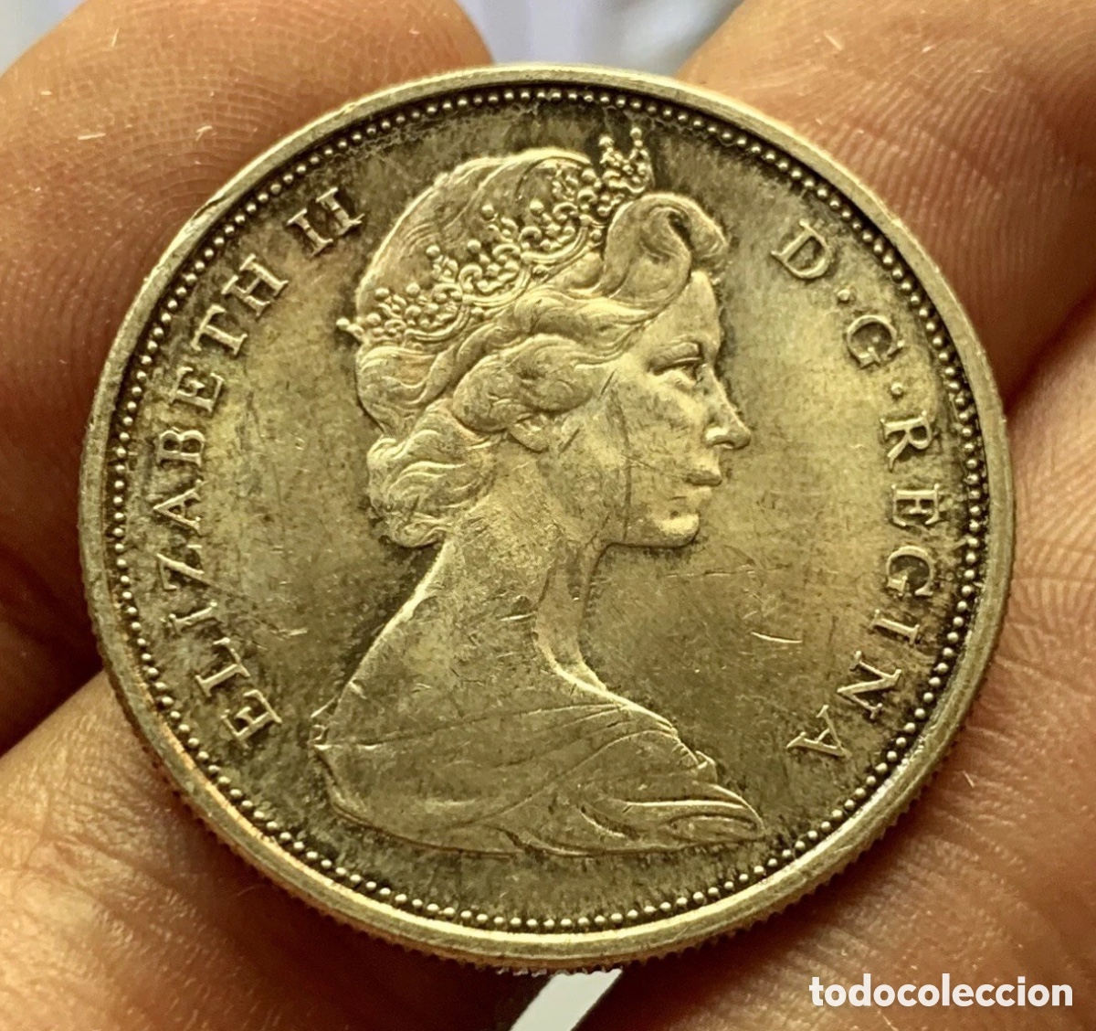Monedas antiguas de Am&eacute;rica: Moneda PLATA CANAD&Aacute; 50 Cents 1966 - Foto 2