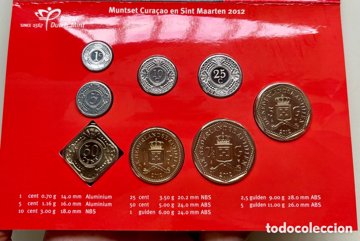 Alte M&uuml;nzen aus Amerika: Set Monedas CURA&Ccedil;AO 2012 SC. Blister. Cartera. Antillas Holandesas
