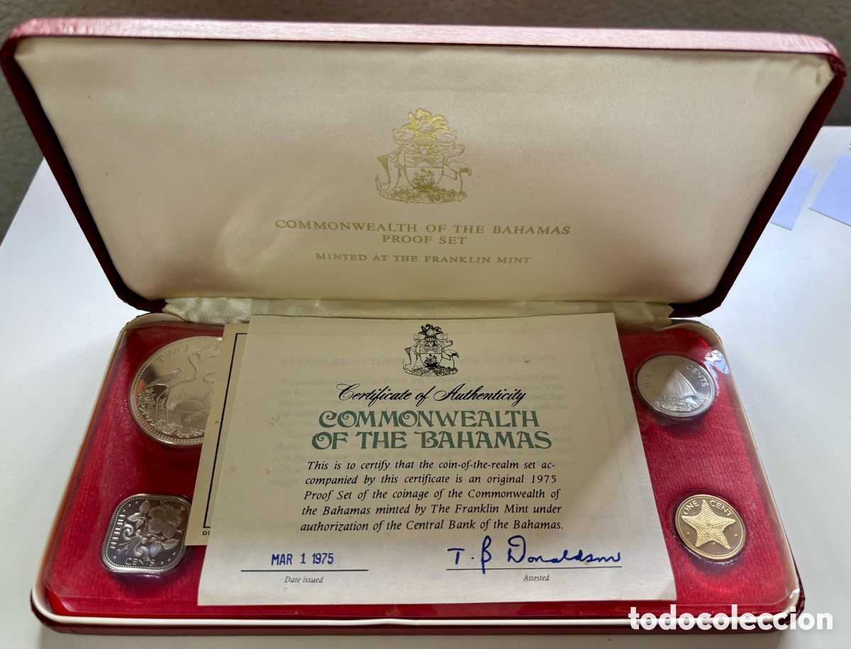 Old Coins of America: Set Monedas BAHAMAS 1975. Estuche + Certificado