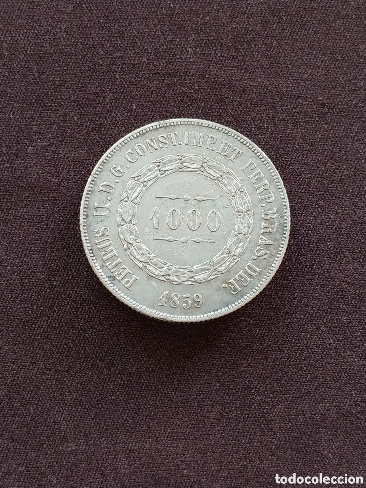 Monnaies anciennes d'Am&eacute;rique: Brasil, 1000 Reis 1859, plata .917 mls.