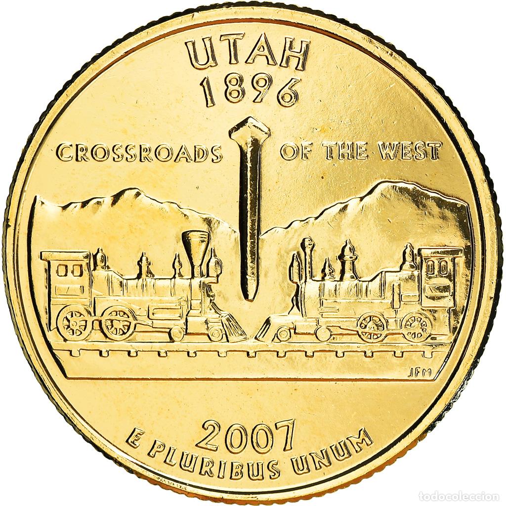 Moedas antigas da Am&eacute;rica: [#371487] Moneda, Estados Unidos, Utah, Quarter, 2007, U.S. Mint, Denver, golden, SC