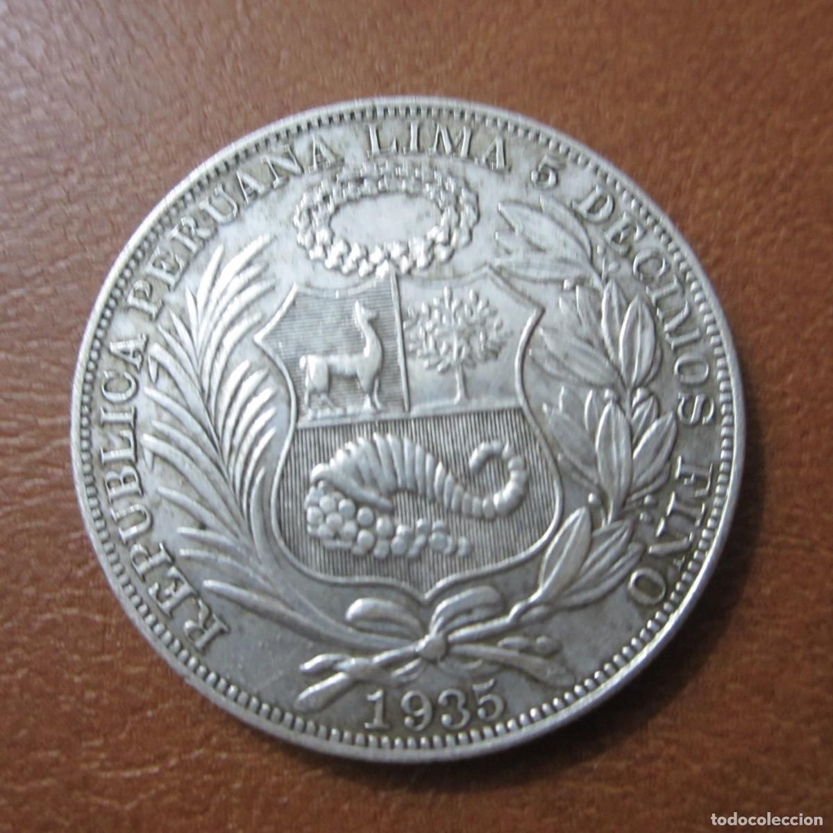 Monedas antiguas de Am&eacute;rica: MONEDA PERU UN SOL 1935, PLATA MBC - Foto 2