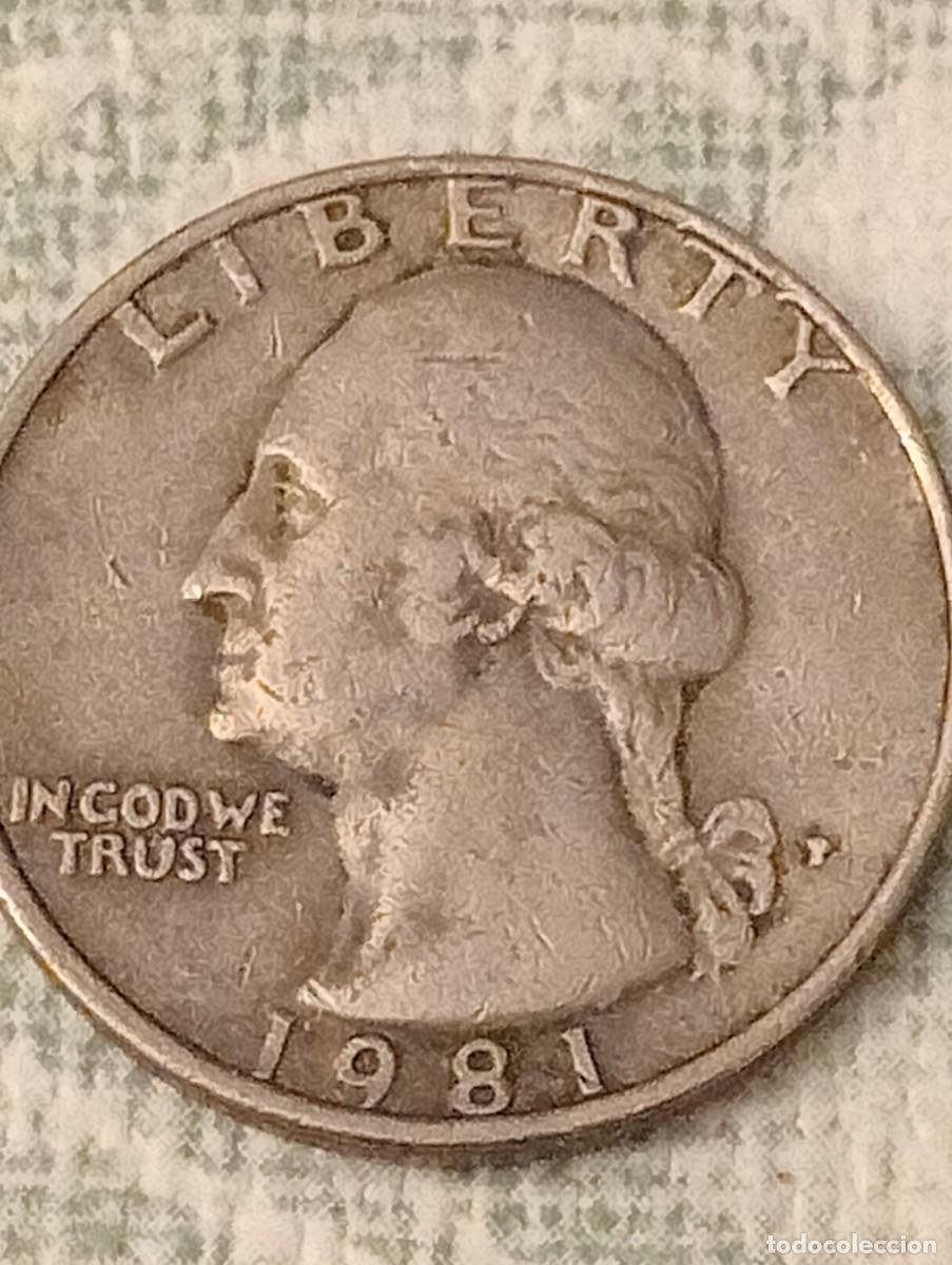 Monedas antiguas de Am&eacute;rica: Moneda cuarto de dolar 1981 p con error - Foto 1