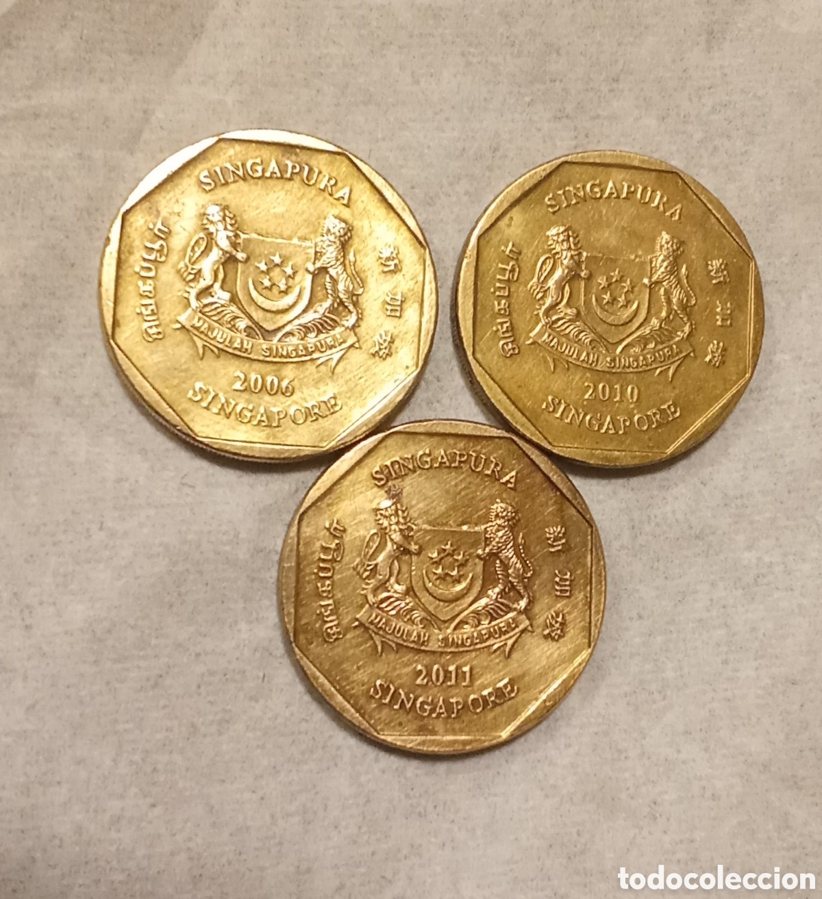 Monedas antiguas de Am&eacute;rica: TRES MONEDAS DE D&Oacute;LAR DE SINGAPUR - Foto 2