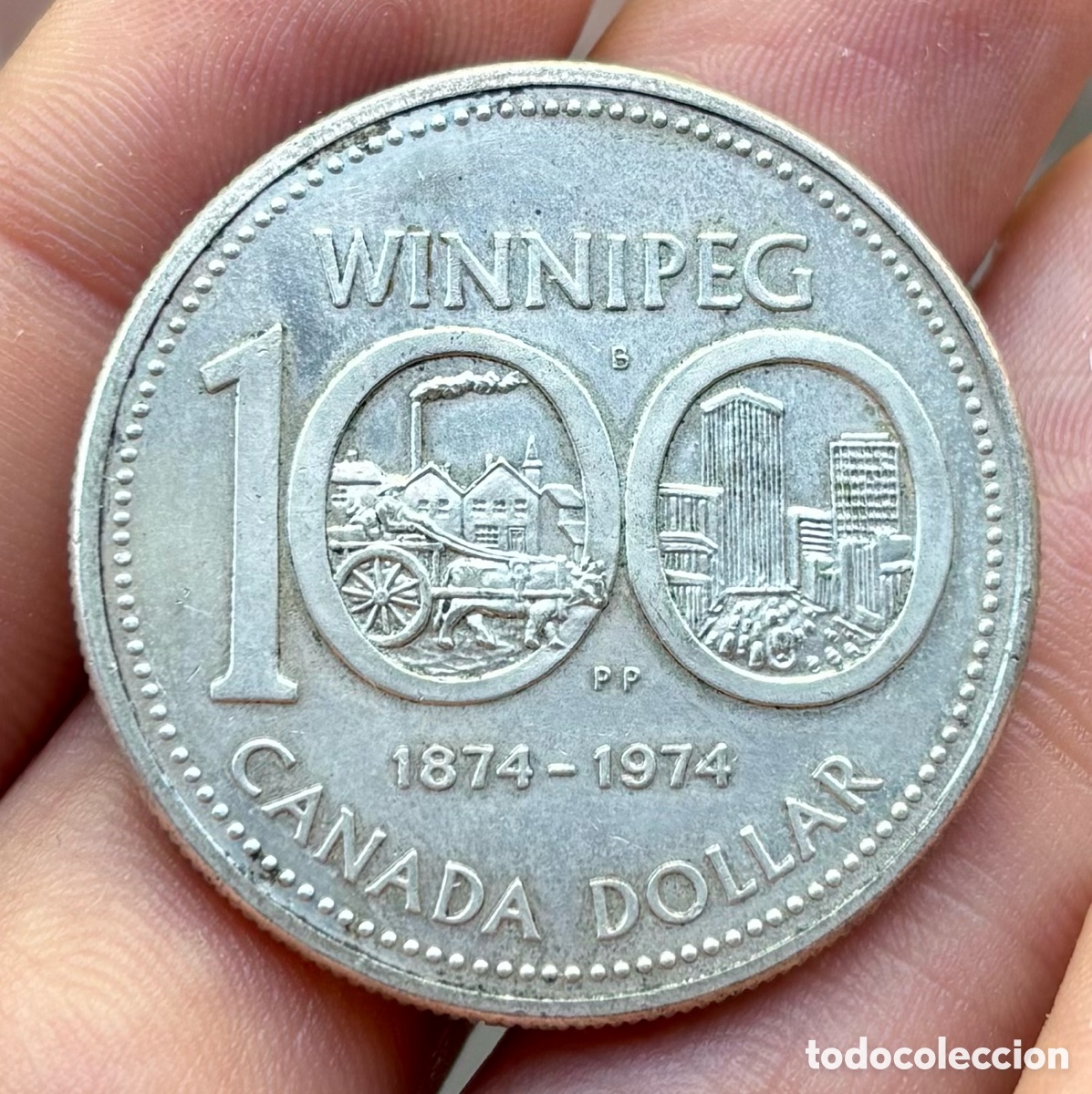 Monnaies anciennes d'Am&eacute;rique: Moneda PLATA CANAD&Aacute; 1 D&oacute;lar 1974 Winnipeg. Dollar