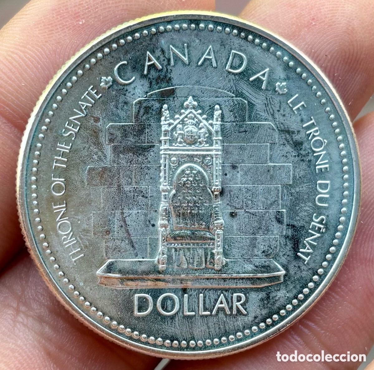 Monnaies anciennes d'Am&eacute;rique: Moneda PLATA CANAD&Aacute; 1 D&oacute;lar 1977. Jubileo 1952-1977 Dollar