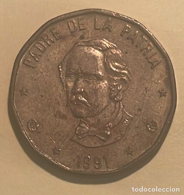 Moedas antigas da Am&eacute;rica: REPUBLICA DOMINICANA 1 PESO 1991