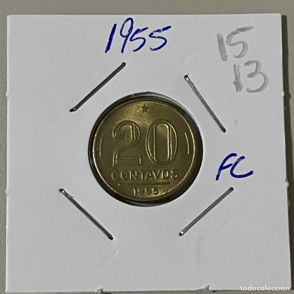 Monete antiche di America: Brazil Coin Moeda 20 Centavos 1955 Aluminium-Bronze KM# 562 - eb1513 UNC